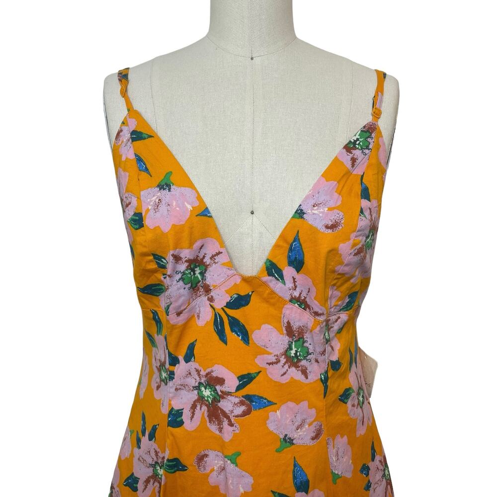 NWT Free People Finer Things Maxi Dress in Sunshine Combo Orange Floral Size L - Picture 6 of 16